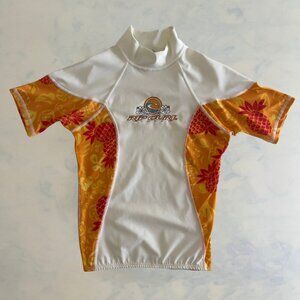 Rip Curl Vintage Surf Swim Tropical Pineapple Tee Shirt Rash Guard